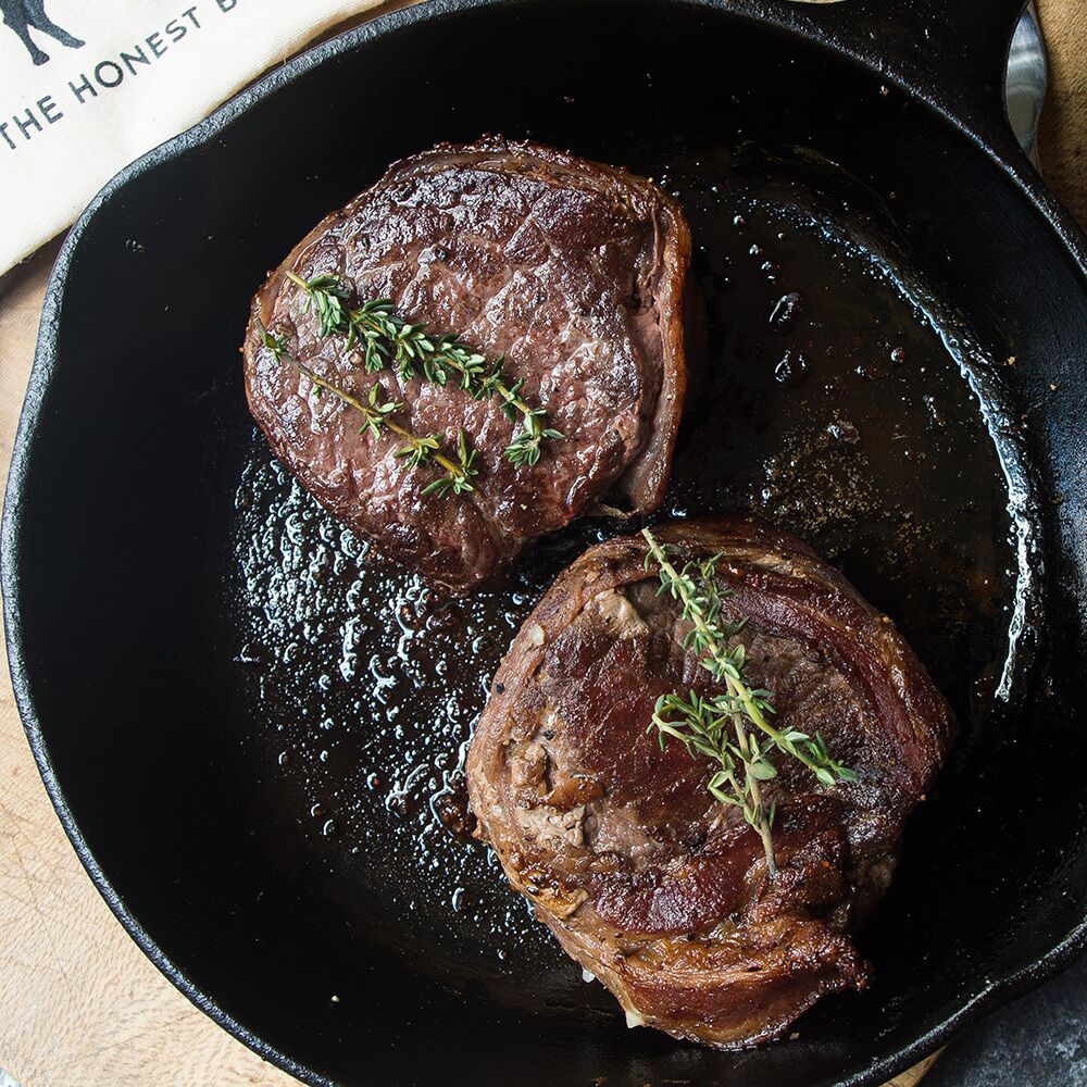 elk medallion steaks in cast iron skillet